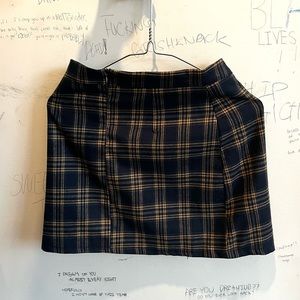 blue and yellow plaid skirt